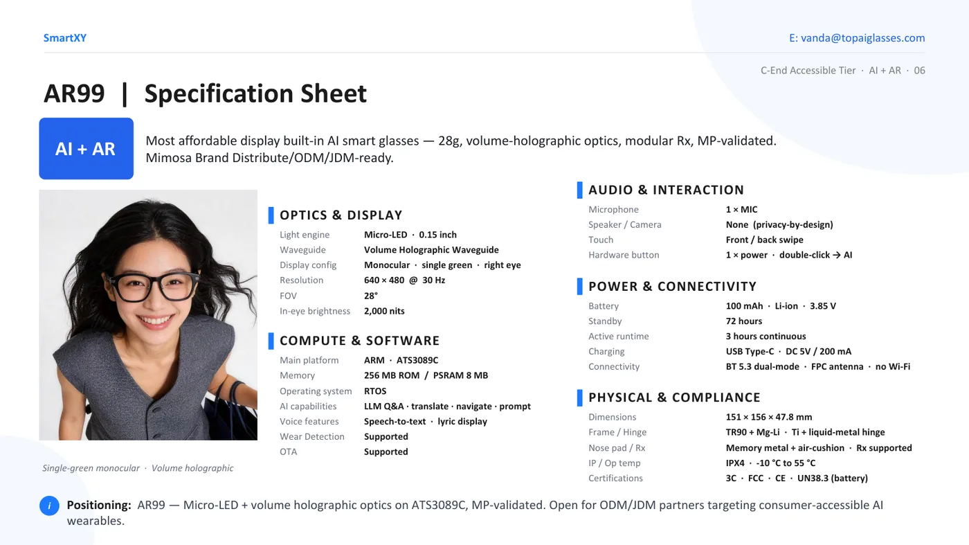 AR99 specification sheet