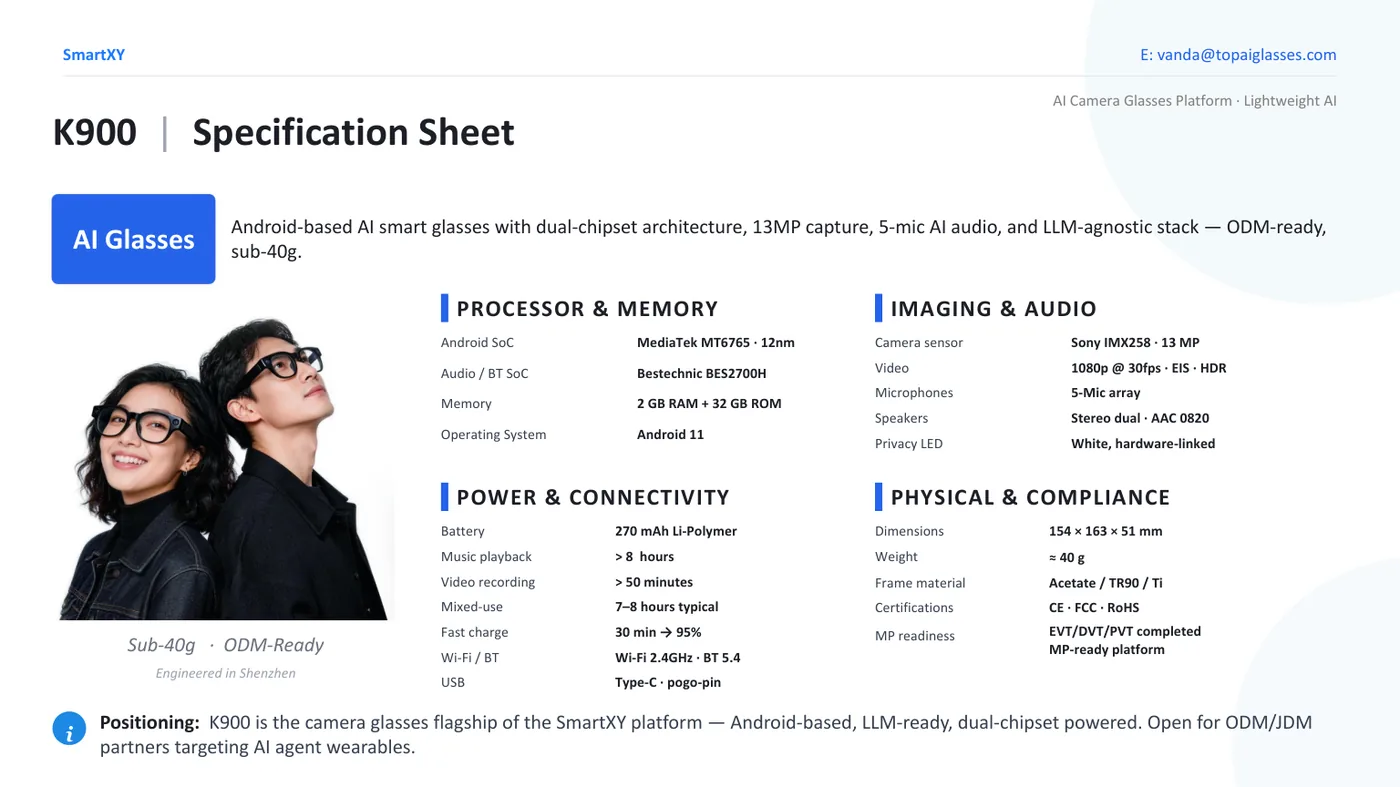K900 specification sheet
